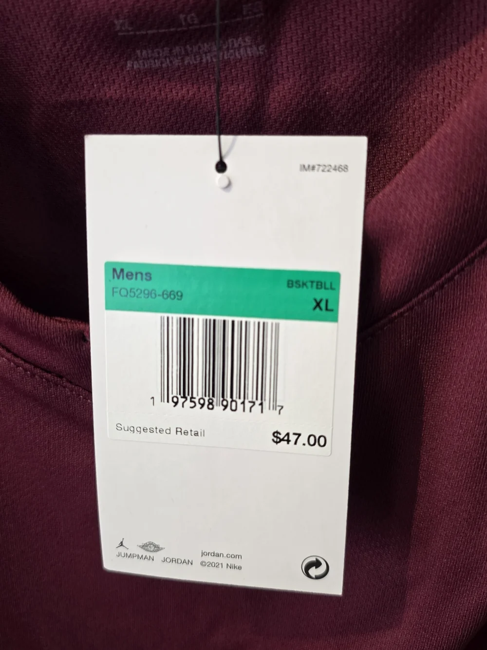 Jordan Mens's Maroon Sleeveless Performance Jersey with White Accents